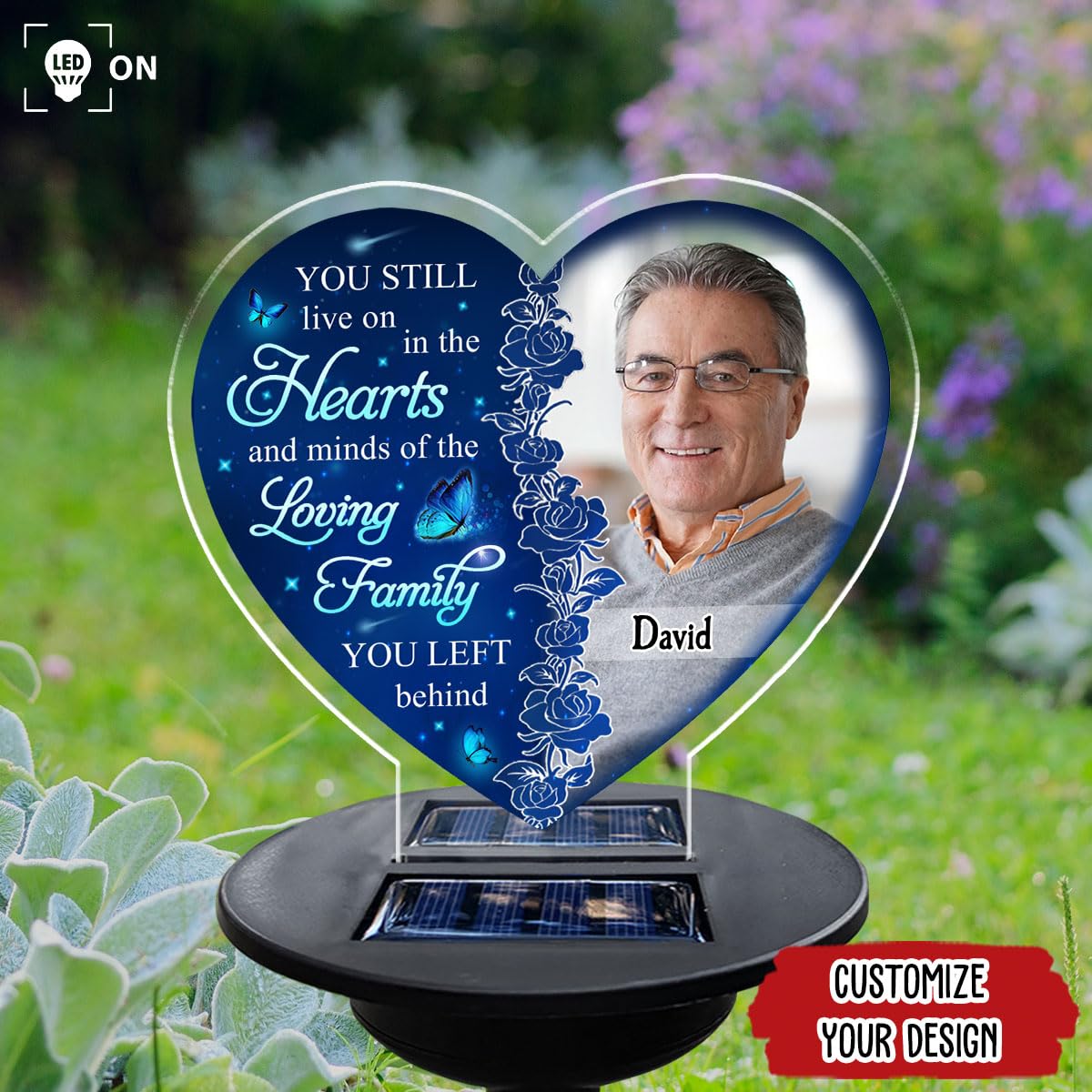 Wrappiness Personalized Memorial Solar Light - Custom Photo Heart